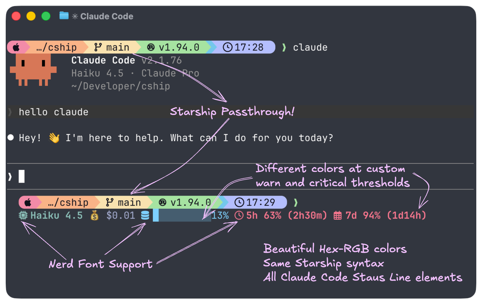 CShip Status Line Preview