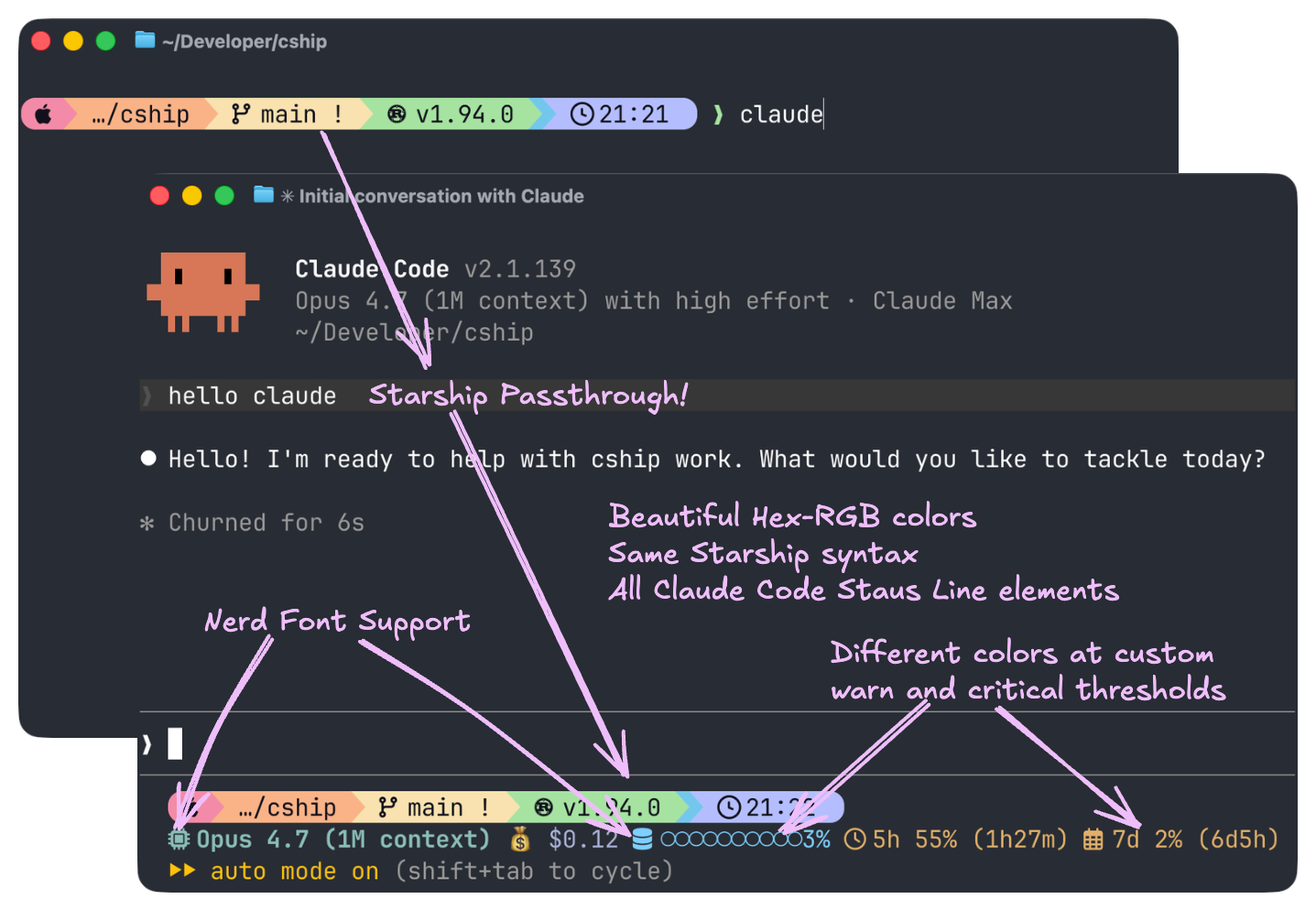 CShip Status Line Preview